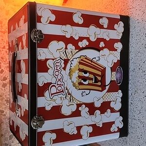 Vintage 1960's Retro White Popcorn Maker with Metal Tin, Never Used